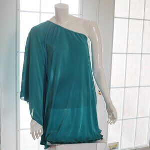 Atmosphere aqua color pleated one shoulder top size M